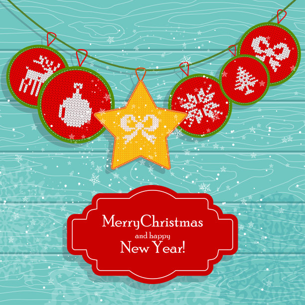 北欧圣诞贺卡红图片下载