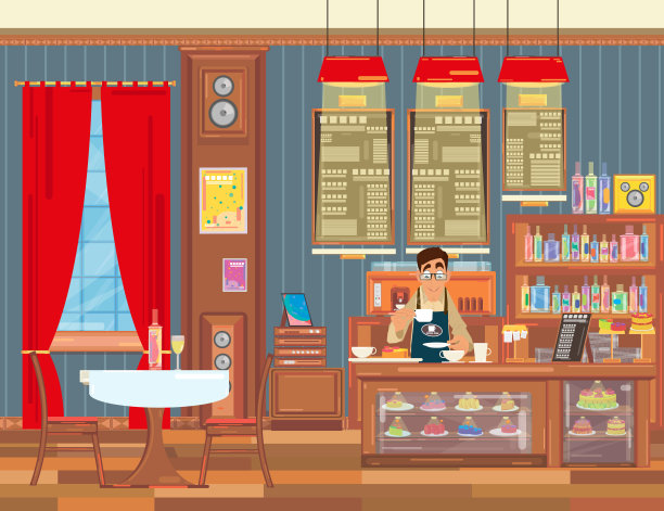 咖啡师在咖啡馆内部创造一种咖啡饮料。图片下载