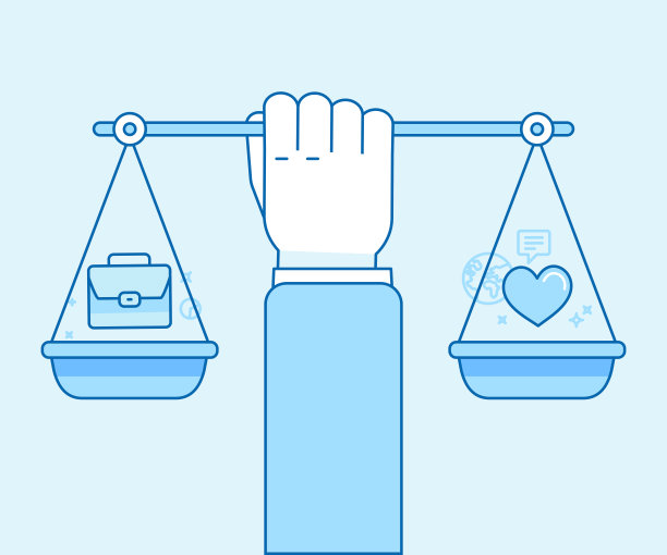 矢量平面线性插图在蓝色-工作和个人生活的平衡图片下载