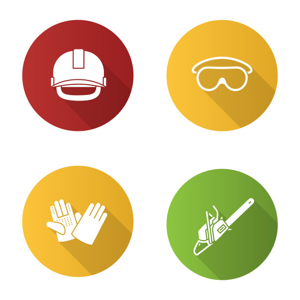 施工工具平面设计长阴影字形图标集图片下载