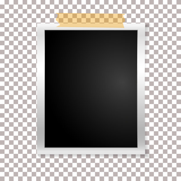 框架复古照片上的透明背景。复古垂直空白老照片粘在胶带上。向量图片下载