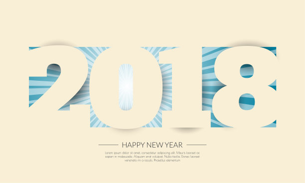 2018年新年快乐!问候卡。五颜六色的设计。矢量图图片下载