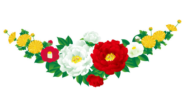 花束，日式矢量插图。图片下载