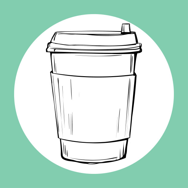 一杯热饮素描图标。图片下载