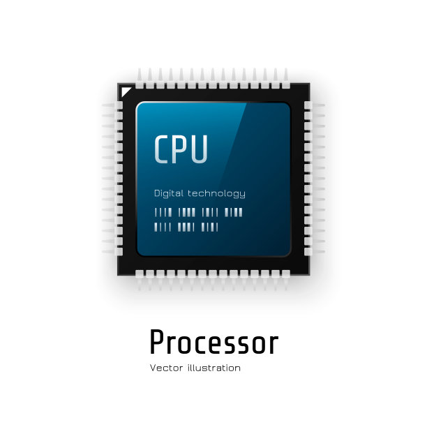 CPU。微芯片处理器。矢量图图片下载