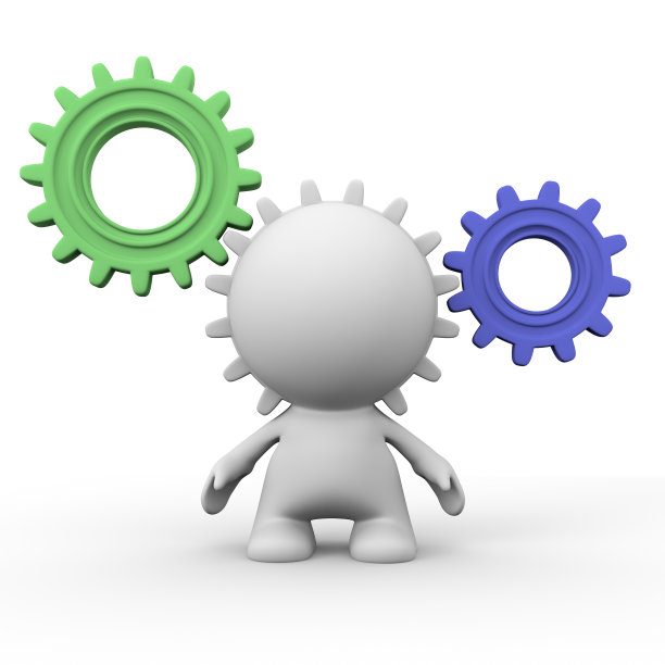 人的头部是齿轮系统的一部分图片下载