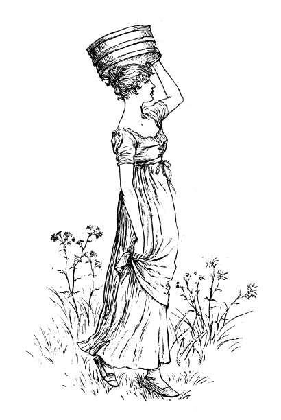 古玩儿童拼字书插图:女人扛图片下载