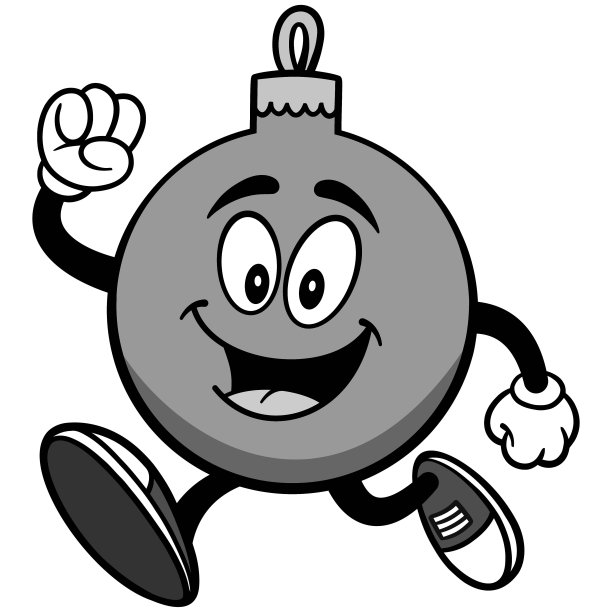 圣诞饰品奔跑插画图片下载