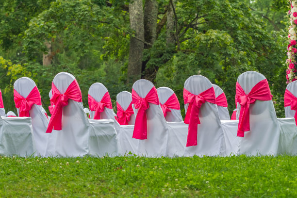 美丽浪漫的白色椅子，庆祝婚礼。2012图片下载