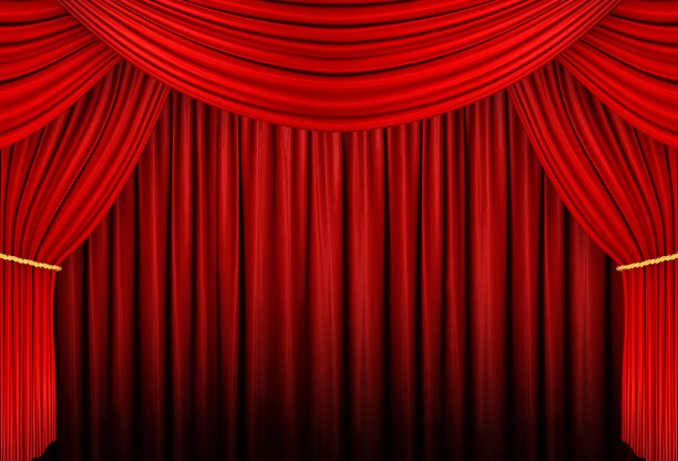 红色舞台幕布，3d插图图片下载