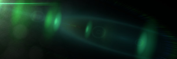 角落的绿色和主要的屏幕外镜头光晕效果覆盖纹理与散景在前面的黑色背景图片下载