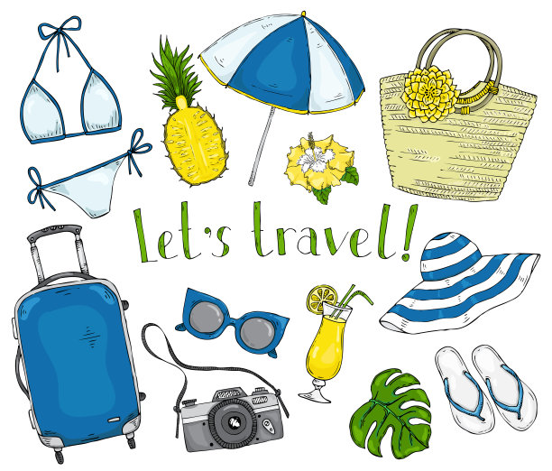 夏季套装，适合度假和旅游图片下载