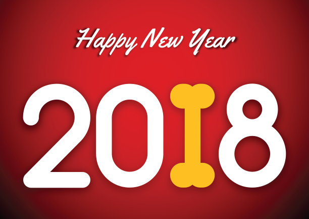 喜庆新年红底色配星座狗年图片下载