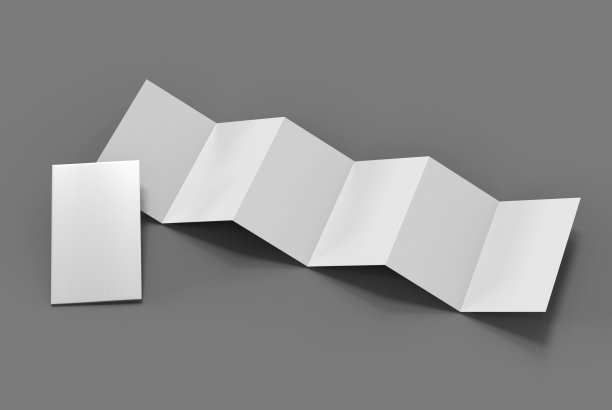 手风琴折叠垂直宣传册，12页传单或宣传册模型，手风琴折叠。空白白色3d渲染插图。图片下载