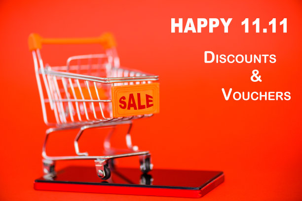 标签购物标签为网上购物，中国11.11光棍节销售概念。图片下载