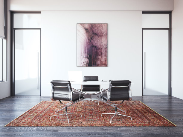 主任桌子对面的两把椅子。三维渲染图片下载