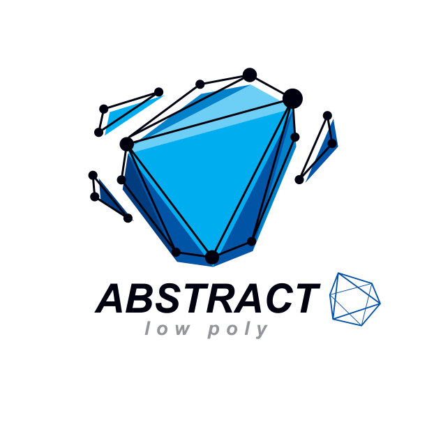 抽象矢量三维网格多边形对象。现代通信技术图片下载