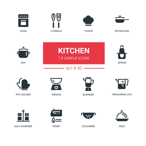厨房用具系列图标设计套装图片下载