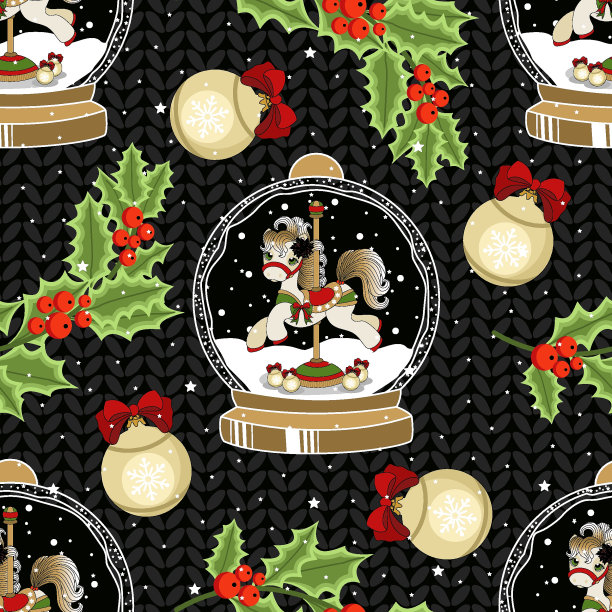 假日无缝模式与圣诞独角兽和节日元素。矢量插图。图片下载