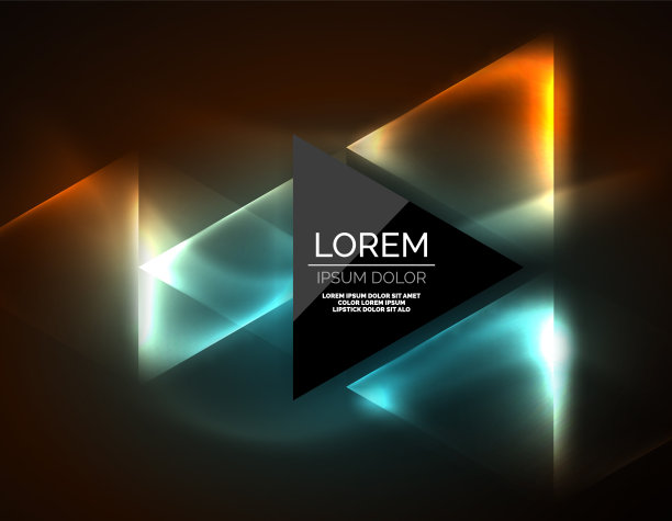 彩色霓虹灯三角形，抽象背景素材图片