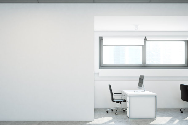 开放空间的办公室，一片空白的白墙图片下载