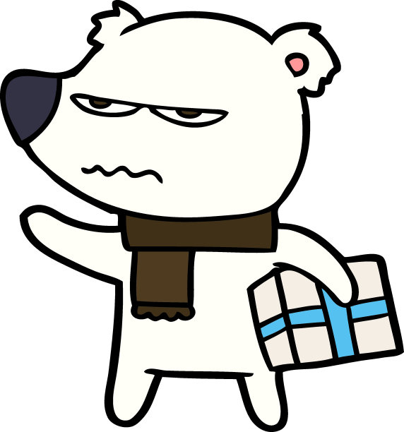 北极熊与圣诞礼物卡通图片下载