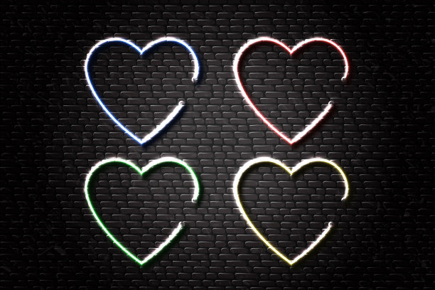 矢量组孤立的现实心霓虹灯招牌在墙上的背景。图片下载