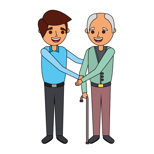 年轻人和老年人在一起的家庭图片下载