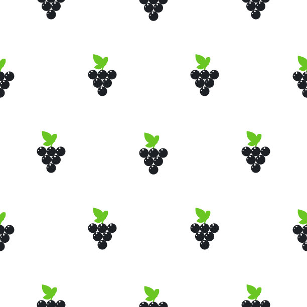 鲜艳的夏日多汁葡萄卡通无缝图案图片下载