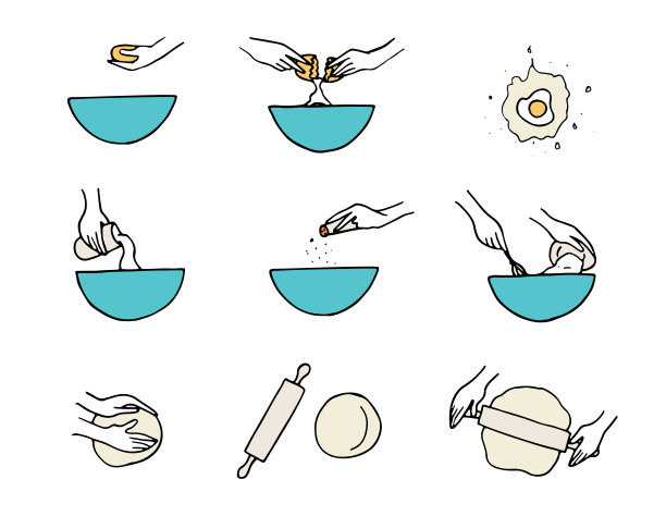 面团准备图标。涂鸦矢量插图。图片下载