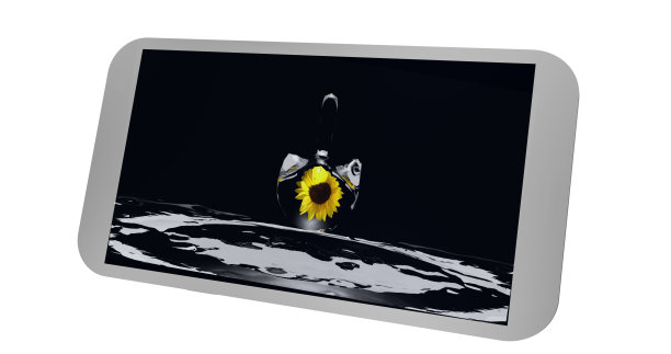 这个手机上显示的是一帧水滴和一束向日葵。图片下载