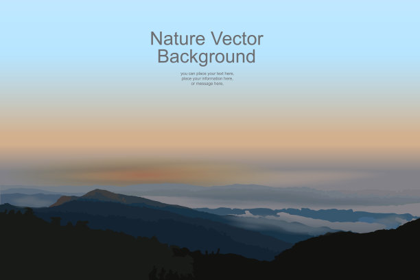 自然矢量背景-山和雾-矢量插图图片下载
