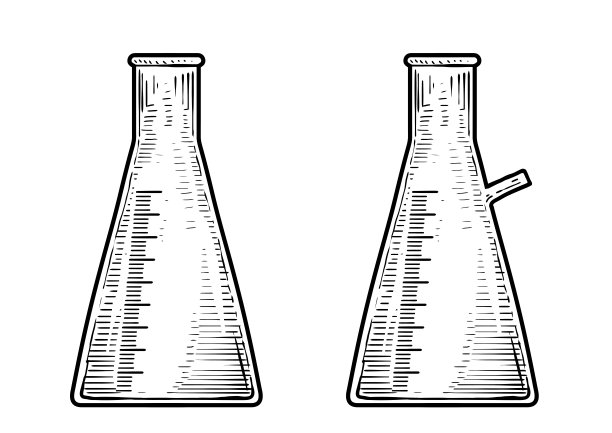 实验室玻璃插图，绘画，雕刻，油墨，线条艺术，矢量图片下载