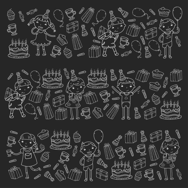 生日快乐矢量设计生日帽派对和庆祝。幼儿园的孩子，学校的孩子。矢量插图。图片下载