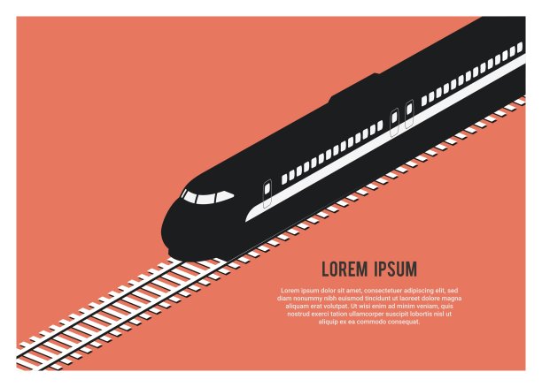 子弹列车剪影简单的等距插图素材图片