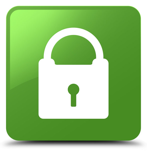 软绿色方形按钮的挂锁图标图片下载