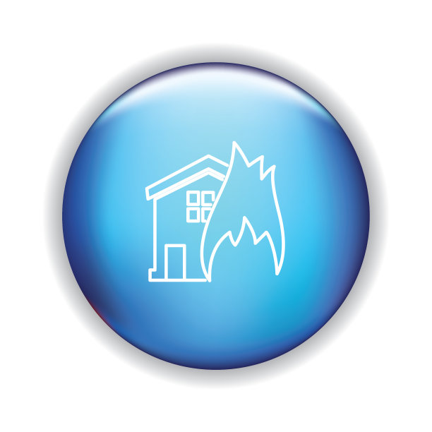 细线图标上闪亮的按钮-家庭保险图片下载