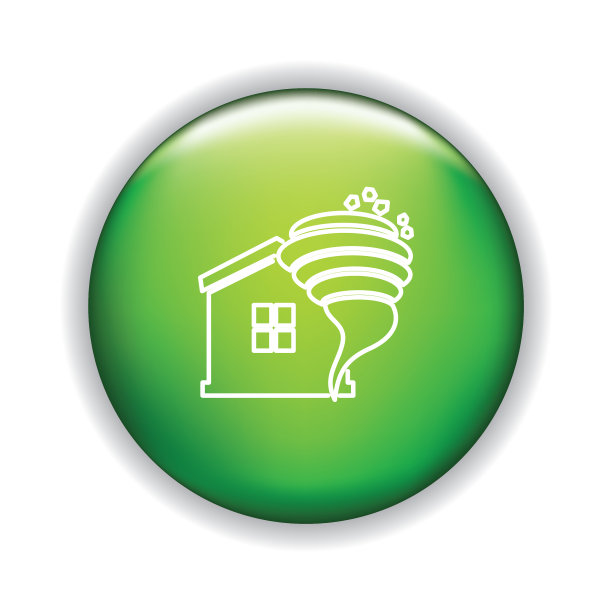 细线图标上闪亮的按钮-家庭保险图片下载