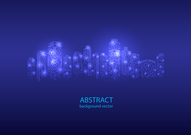 现代城市的灯光。矢量插图在平面设计图片下载