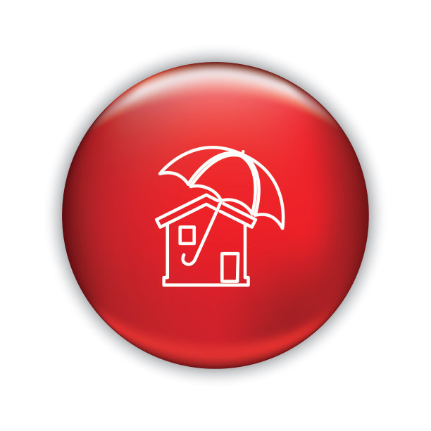 细线图标上闪亮的按钮-家庭保险图片下载