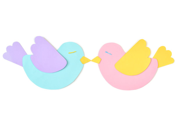 爱鸟纸剪白底图片下载