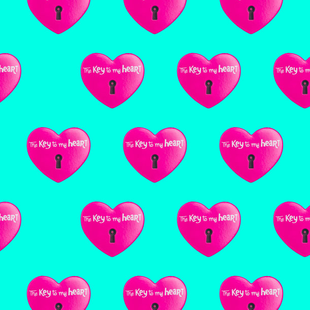 绿色背景上带锁的心。图片下载