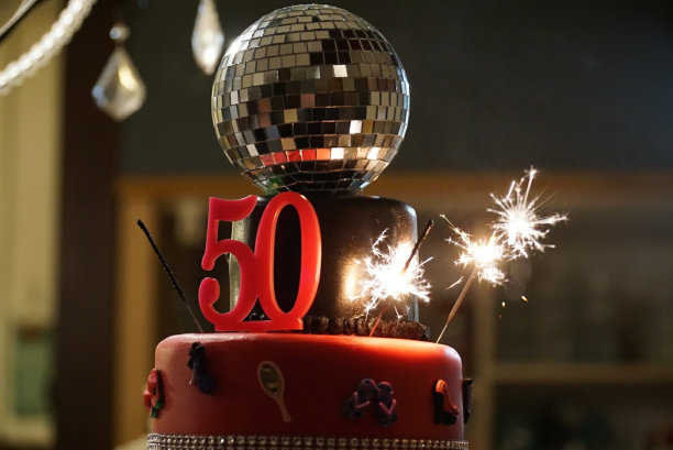 五十岁生日蛋糕，还有烟花图片下载