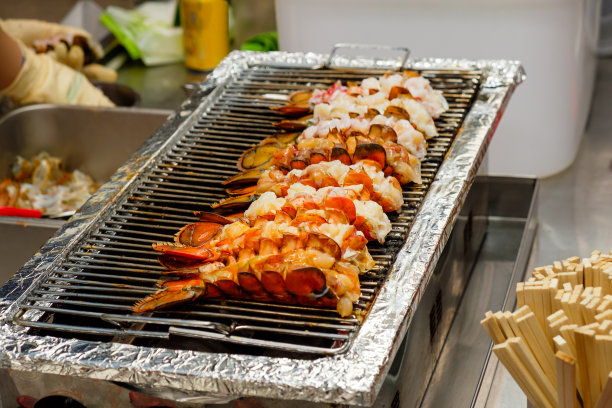 龙虾肉配芝士烧烤(韩国街头小吃)图片下载