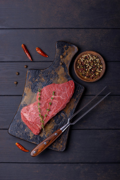 特写牛排和叉子图片下载