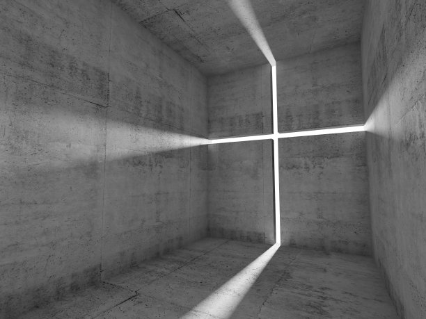 混凝土墙上的十字灯素材图片