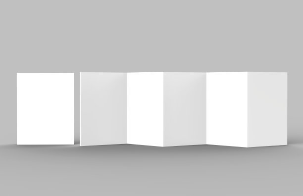A5手风琴折页手册，十页传单，手风琴折页。空白白色3d渲染插图。图片下载