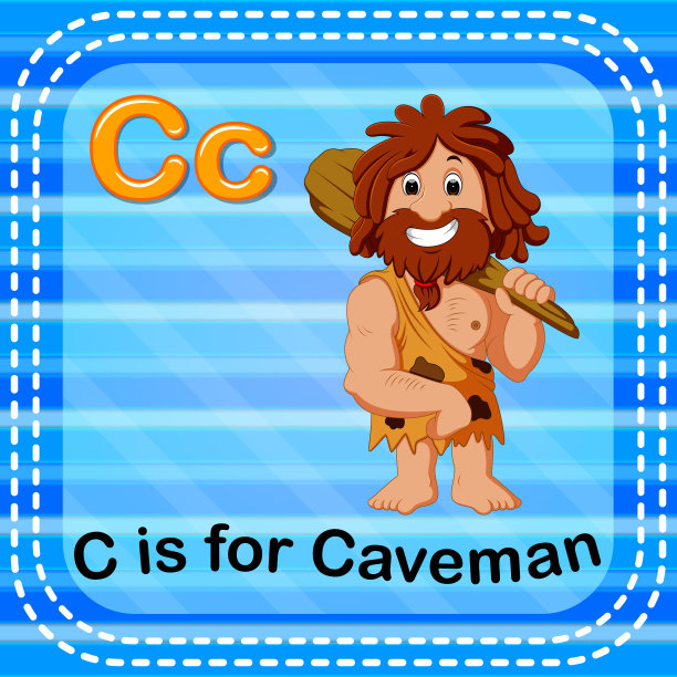 卡片上的字母C代表穴居人图片下载