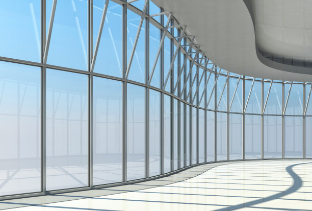 高层建筑的玻璃中庭内部图片下载