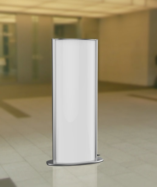 弯曲图腾海报灯光广告展示架。3 d渲染插图。图片下载